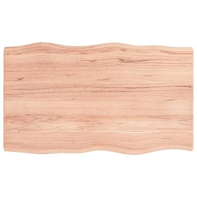 Abbildung von vidaXL Tischplatte, Holzplatte für Tisch Esstisch Couchtisch, Massivholzplatte Handgefertigt mit Baumkante, Ersatztischplatte, Hellbraun 100x60x(2 4) cm Massivholz Behandelt