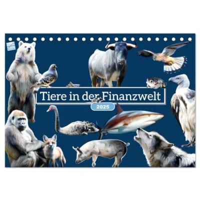 Abbildung von Tiere in der Finanzwelt 2025 (Tischkalender DIN A5 quer), CALVENDO Monatskalender