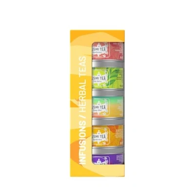 Abbildung von Kusmi Tea Geschenkset The Herbal Teas Bio Kräuter &amp; Früchtetee für Frauen Männer Koffeinfreie Tees Hibiskustee, Kamillentee, Ingwertee Auswahl von 5 Sorten Loser Tee Dosen zu 25g