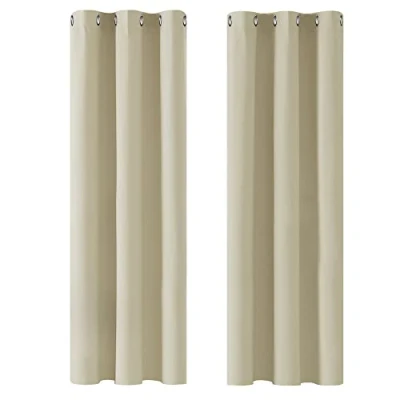 Abbildung von Deconovo Verdunkelungsvorhang mit Ösen Thermogardinen Dicke Thermovorhang Kälteschut Hitzeschutz, 229x107cm(HöhexBreite), Beige, 2er Set