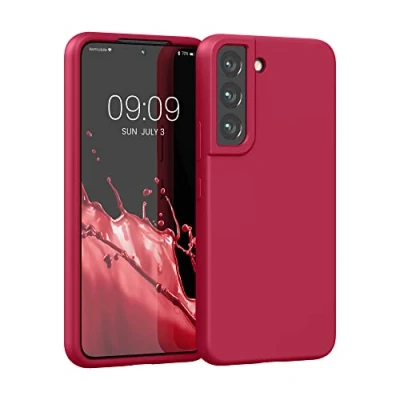 Abbildung von kwmobile Schutzhülle kompatibel mit Samsung S22 Hülle Silikon Case Handyhülle weiche Oberfläche kabelloses Laden Sweet Cherry