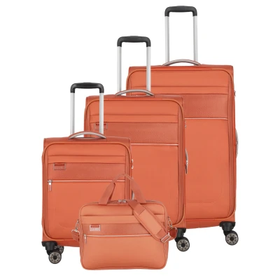 Abbildung von Travelite Miigo 4w L/M/S+Bordtasche Safran Koffer mit 4 Rollen Weichgepäck