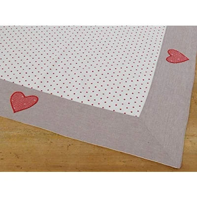Abbildung von matches21 HOME &amp; HOBBY Tischdecke Mitteldecke Landhaus Premium ROSI rot weiß 100x100 cm (1 tlg)