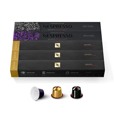 Abbildung von NESPRESSO ORIGINAL Decaffeinato Collection, Mittlere und dunkle Röstung, Kompatibel mit Kaffeemaschinen, Kapsel Set aus 50 Kaffeekapseln
