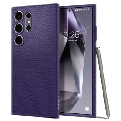 Abbildung von Samsung Galaxy S24 Ultra Hülle Silikon Spigen Soft Case/Backcover Handyhülle Lila Shockproof/Stoßfest