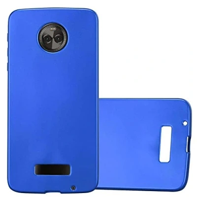 Abbildung von Cadorabo Hülle kompatibel mit Motorola Moto Z Schutzhülle TPU Silikon Case Metallic Design Slim Kratzfest Weiche Gummi Rundumschutz für in Blau