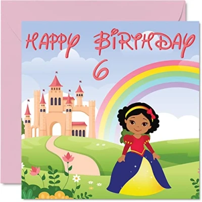 Abbildung von Geburtstagskarte für Mädchen Prinzessinnenschloss Happy Birthday Karte 6 Jahre altes Mädchen, 6. Geburtstagskarten sie, 145 mm x Grußkarte Tochter, Nichte, Enkelin, Kinder