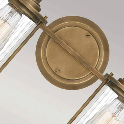 Abbildung von Quoizel QZ RIGGS2 BATH WS Badezimmerleuchte Riggs E27 40W IP44 Stahl, Glas; Messing verwittert L:17.9cm B:38.1cm Ø38.1cm dimmbar