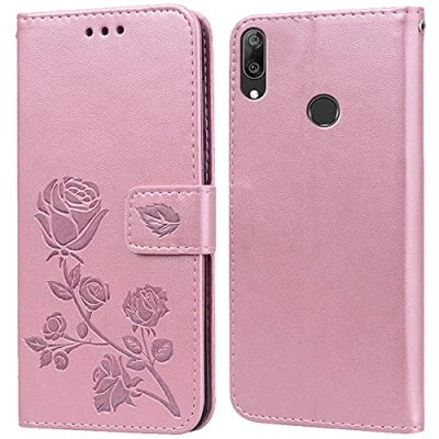 Abbildung von PKQTOP Hülle für Huawei Y7 2019 Handyhülle,Klappbar Tasche Case,Standfunktion,Kartenfach,Silikon Bumper,Stoßfeste Schutzhülle Cover