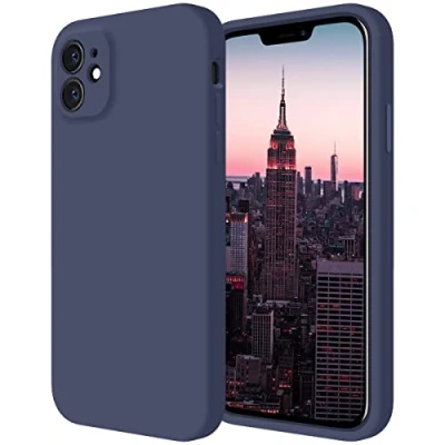Abbildung von Cordking Entworfen für iPhone 11 Hülle, Silikon [Gerade Kanten] &amp; [Kameraschutz] Verbesserte Handyhülle mit weichem, kratzfestem Mikrofaserfutter, 6,1 Zoll, Dunkelblau