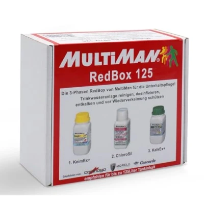 Abbildung von MultiMan RedBox zur jährlichen Reinigung von Trinkwasseranlagen (Reinigung, Desinfektion und Entkalkung), Tankgröße:Tanks ab 10 125 l