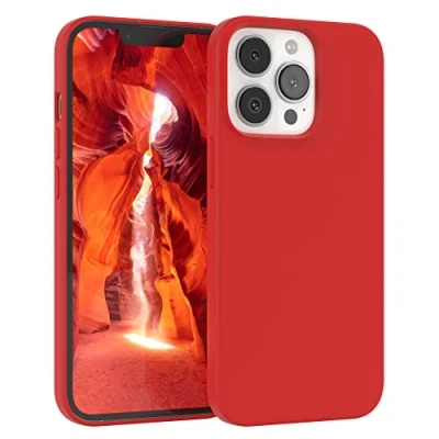 Abbildung von EAZY CASE Premium Silikon Handyhülle kompatibel mit iPhone 13 Pro, Slimcover Kameraschutz und Innenfutter, Silikonhülle, Schutzhülle, Bumper, Handy Case, Hülle, Softcase, Rot