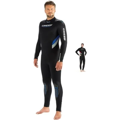 Abbildung von Cressi Castoro Man Monopiece Wetsuit Tauchanzug für Herren, Neopren 5 mm, Schwarz/Blau, L