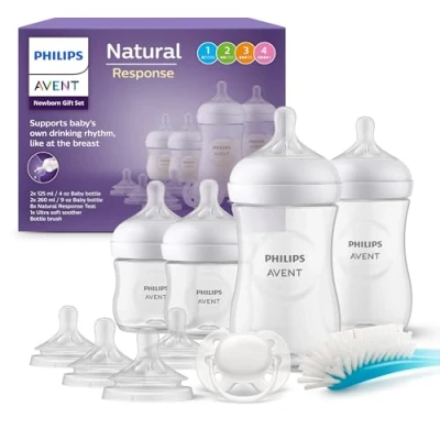 Abbildung von Philips Avent Babyflaschen Natural Response, Geschenkset für Neugeborene Babys von 012 Monaten und älter (Modell SCD838/13)