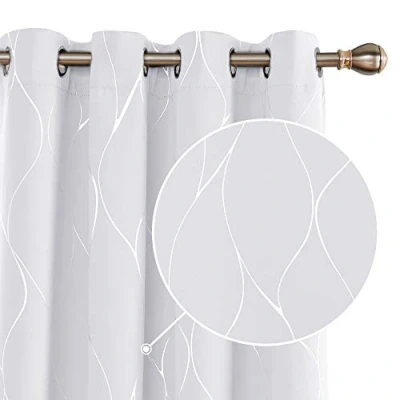 Abbildung von Deconovo Vorhänge Ösenvorhang Gardinen für Schlafzimmer, Blickdichte Vorhänge, Schlafzimmer Fensterdeko, 180x140 cm(HöhexBreite), Silber Grau, 2er Set