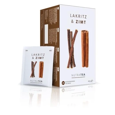 Abbildung von Nutra Tea Lakritz &amp; Zimt, Süßholzwurzeltee unterstützt Immunsystem und Blutkreislauf, Zimt Tee trägt zur Stärkung der Gelenke bei, 20 wiederverwendbare Teebeutel, Kräutertee mit Liquorice Cinnamon