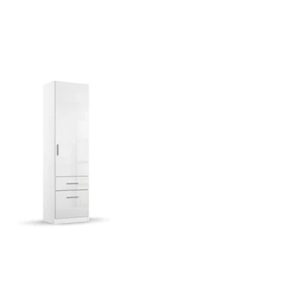 Abbildung von Rauch Möbel Celle Schrank Drehtürenschrank in Weiß / Hochglanz Weiß, 1 türig mit 2 Schubladen, inkl. Zubehörpaket Basic Kleiderstange, BxHxT 47x197x54 cm