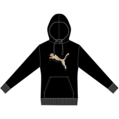 Abbildung von Puma ESS metallic Kapuzenpullover blackmetallic gold, Damen, Größe: Small, Black gold