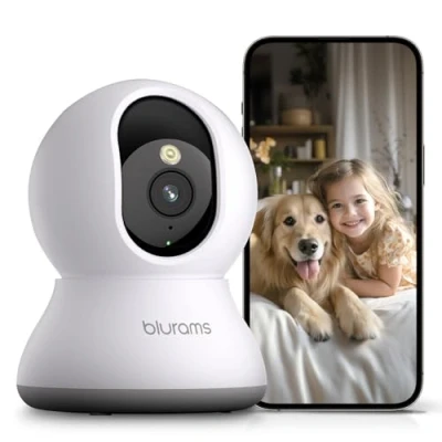 Abbildung von blurams 2K Überwachungskamera Innen, 360 WLAN Kamera Überwachung mit Bewegungserkennung, Farbnachtsicht, 2 Wege Audio, kompatibel Alexa und Google, ideal für Baby/Haustier(2,4 GHz)