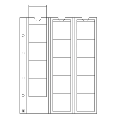 Abbildung von Leuchtturm, Optima, Blätter (4 Ringe) für Münzen Ø 42 mm. (15 Stk.) Transparent Abm: 202x252 pro 5 Stk.
