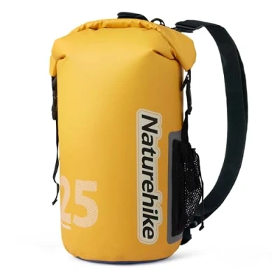 Abbildung von Naturehike wasserdichte Rucksack Tasche Dry Bag 25L/15L/10L Waterproof mit Langem Justierbarem Bügel für Kayaking Boots Ausflug Kanu/Fischen/Rafting/Schwimmen/Snowboarding (Grün 15L)