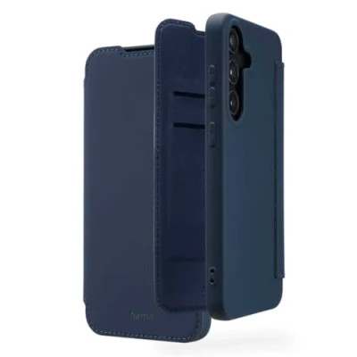 Abbildung von Hama Handyhülle für Samsung Galaxy S24+ (Handytasche, Klapphülle, Etui mit 2 Kartenfächern, stoßfest, kratzfest, eleganter Rundumschutz, weich, slim, softe Oberfläche) blau
