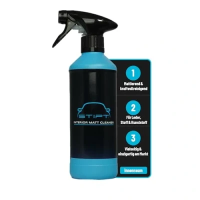 Abbildung von Stipt Interior Matt Cleaner Kraftvoller Innenraumreiniger für Leder, Stoff und Kunststoff Mattierender Effekt 500ml Entfernt Schmutz, Glanz Flecken Ideal Auto Innenraumreinigung