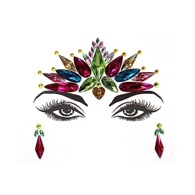 Abbildung von luoshaPUCY Gesicht Edelsteine Temporäre Tattoos, Glitzer Schmucksteine Selbstklebend Juwelen Kristalle Strasssteine Tattoos für Karneval Schminke, Musikfestival, Parties (Typ03)