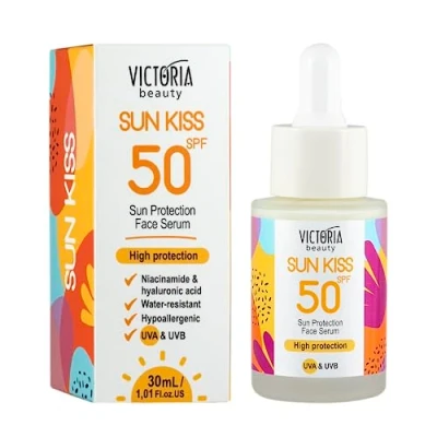 Abbildung von Victoria Beauty Sonnenschutz Gesichtsserum LSF 50, Sonnenschutzserum mit Hyaluronsäure und Niacinamide, Face Serum SPF UVA UVB, hohem Breitspektrumschutz, wasserfest (1 x 30 ml)