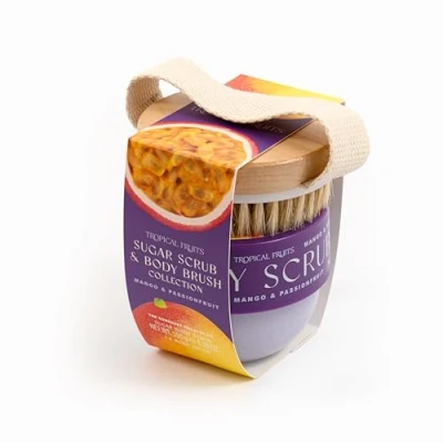 Abbildung von Tropical Fruits Gentle Exfoliating Sugar Scrub &amp; Brush Mango and Passionfruit 150g