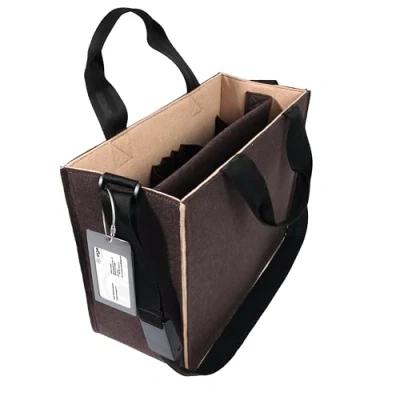 Abbildung von Sigel BA422 Desk Sharing Bag Classic, Organizer für mobiles Arbeiten, absolut sicherer Stand: Laptop bis 15,4 Zoll und Unterlagen, Synthetischer Filz, braun beige, Medium 36 x 15 28 cm