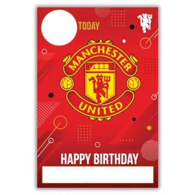 Abbildung von Danilo Promotions LTD Geburtstagskarte Manchester United Football Club mit Aufklebern zum Personalisieren Ihres Alters und Namens, Rot