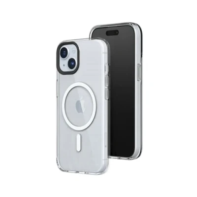 Abbildung von RhinoShield Clear Case kompatibel mit MagSafe für [iPhone 15]Überragende Magnetstärke, Vergilbungsresistenz, Kristallklar, optimaler Schutz und personalisierbar Weiß Kamera Ring
