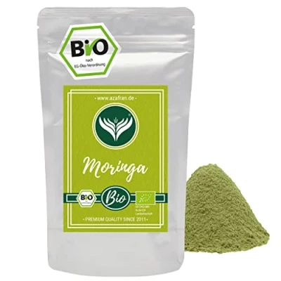 Abbildung von Azafran BIO Moringa Pulver ohne Zusätze / 100% Oleifera gemahlen/Moringa aus den Blättern vom indischen Wunderbaum 250g