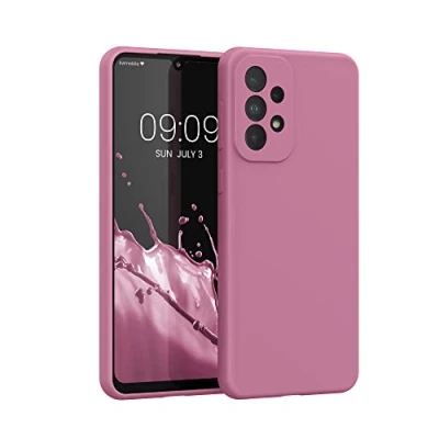 Abbildung von kwmobile Hülle kompatibel mit Samsung Galaxy A33 5G gummierte TPU Silikon Handyhülle Schutzhülle für kabelloses Laden Case in Dark Rose