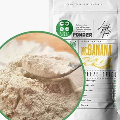 Abbildung von Gefriergetrocknete Bananen Im Pulver XL 300g Fruchtpulver Gefriergetrocknet Bananenpulver Für Smoothie, Backen, Kuchen Trockenfrüchte Banane Freeze Dried Fruit Banana Powder ZingyZoo
