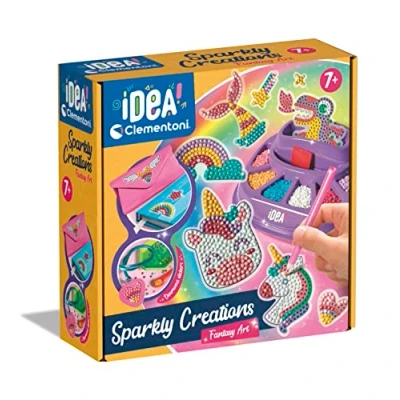 Abbildung von Clementoni Idea Sparkly Creations Game Icons, Diamond Art, kreatives Spiel für Kinder ab 7 Jahren, Kit Kunst und Labor Edelsteine, Stickers zum Thema Gaming, 18746