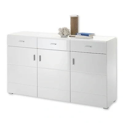 Abbildung von Enrique Sideboard, Weiß Hochglanz Moderne Kommode mit Schubladen und viel Stauraum 150 x 86 42 cm (B/H/T)