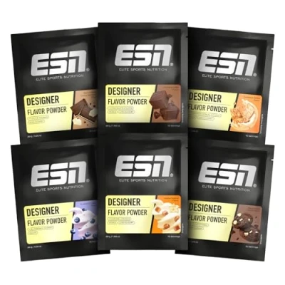 Abbildung von ESN Designer Flavor Powder, Probenbundle, 6 x 30 g Sample, Geschmackspulver zum Süßen, ohne viel Zucker und Kalorien made in Germany