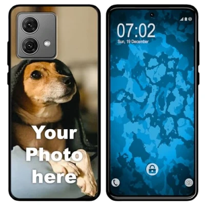 Abbildung von PhoneNatic personalisierte Handyhülle für Moto G84 Custom Case in schwarz zum selbst gestalten mit eigenem Foto Bild Text individuell