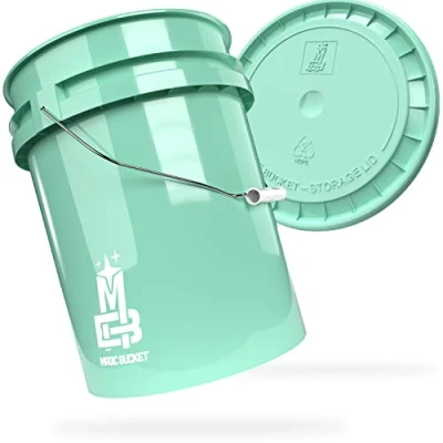 Abbildung von MAGIC BUCKET Wascheimer Set für Auto Handwäsche Mint mit passendem Eimer Deckel 5 US GALLONEN ca. 20 Liter kompatibel Grit Guard, Detail Guardz Dirt Lock, Chemical Guys Trap