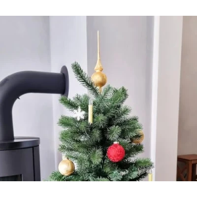 Abbildung von JACK Eislack Glas Christbaumkugeln Set Rot Gold 15x Kugel 6cm + 1x Spitze 25cm Box