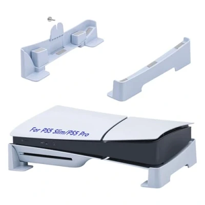 Abbildung von Tolesum PS5 Slim Horizontaler Ständer, Basis Halterung Liegend für Disc &amp; Digital Edition, Stabiler Anti Rutsch Standfuß Kompatibel mit Playstation 5 Digital/UHD Konsole Zubehör (Weiß)
