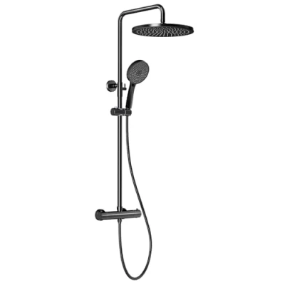 Abbildung von Rainsworth Duschsystem mit Thermostat, 3 Strahlart(en), komplett set, 92 126 cm Duschstangen Edelstahl Duschamaturenset Wassersparend