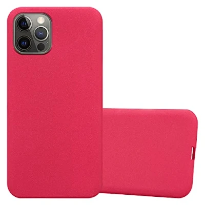 Abbildung von Cadorabo Hülle kompatibel mit Apple iPhone 12/12 PRO Schutzhülle TPU Silikon Case Frost Design Slim Kratzfest Weiche Gummi Rundumschutz für in Rot