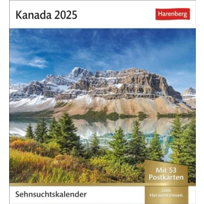 Abbildung von Kanada Sehnsuchtskalender 2025 Wochenkalender mit 53 Postkarten: Fernweh in einem Foto Kalender zum Aufstellen. Die schönsten Landschaften Kanadas ... Aufhängen (Sehnsuchtskalender Harenberg)