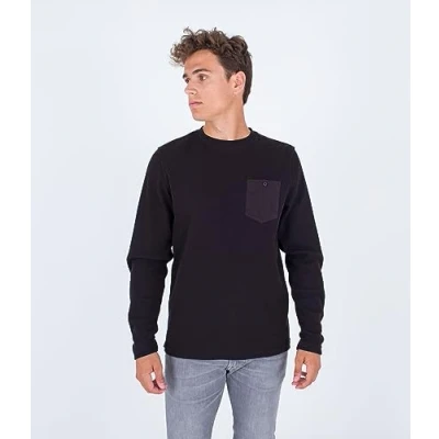 Abbildung von Hurley Herren Felton Thermal Crew T Shirt, Schwarz, M