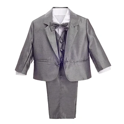 Abbildung von Lito Angels Kleinkind Anzug Jungen Festlich Hochzeit, 5 Teiliges Set (Sakko, Weste, Hemd, Hose &amp; Krawatte), Silber Grau, Größe 3 Jahre 98 (Tag Nummer 04)