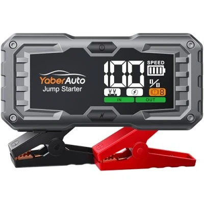 Abbildung von YaberAuto Starthilfe Powerbank, 4000A 21800mAh Auto Powerbank für 10,0L Benzin / 9,0L Dieselmotor, Tragbare 12V Starter mit 4 Licht Modus und 3,3&quot; LCD Bildschirm