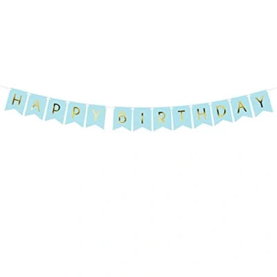Abbildung von partydeco Wimpelkette, Happy Birthday Girlande 15x175cm hellblau
